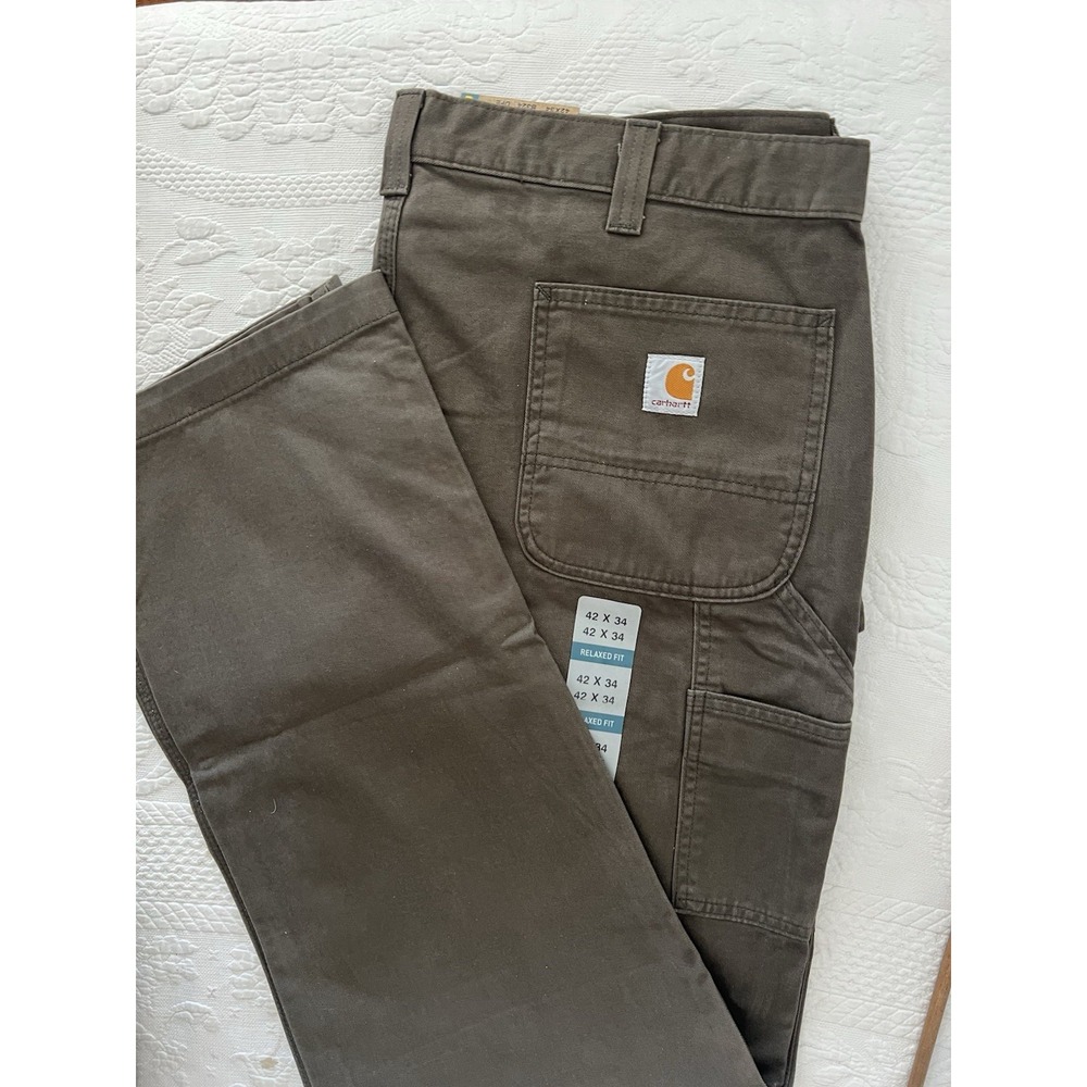NEW Carhartt B324 DFE Relaxed Fit Washed Twill Dungaree Pants 42x34 Olive Green